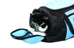 Blue and black sport duffel bag leather sport bag