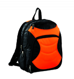 Orange and black 2 side zippered pockets laotop backpack