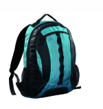 Zippered front pocket with organizer blue backpack bag