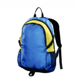Main zippered compartment blue and yellow bag backpack