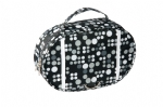 2 interior pockets white and black cosmetic bags