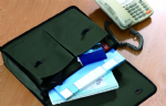 Made of 600D polyester army green leather laptop bag