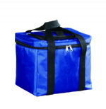 Fold-away botton sitffener blue cooler bags